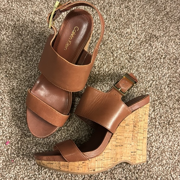 Calvin Klein Brown Wedge Sandals Espadrilles size 6.5 - Picture 5 of 5